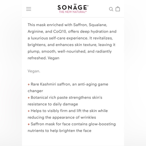 SONAGE SAFFRON ENERGIZING VITAMIN MASK - BRAND NEW IN THE BOX! - Picture 9 of 12